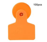 100pcs Livestock Ear Tag Label Marker, Pig Cow Sheep Identification, Durable PP Material, Multiple Sizes - Bright Color with Copper Nail, Easy Number Writing, Farm Animal (Orange Wordless Pig Ear