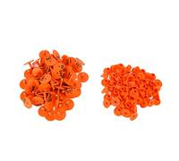 100pcs Livestock Ear Tag with Numbers, Pig Round Ear Tag, Bold Numbered Animal ID Tag for Foxes Pigs Sheep, Made of Durable TPU with Copper Nail (Orange)