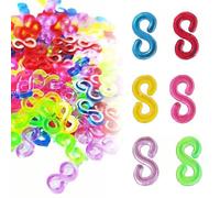 100Pcs Loom Bands S Clips, Colorful Rubber Band Connectors Refills Kit with Hooks, Suitable for Craft Making DIY Bracelet Woven Connector Necklace Jewelry Accessories