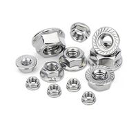 100PCS/LOT 304 Stainless Steel Hexagon Flange Nut Pinking Slip Locking Lock Nut M3 M4 M5 M6 M8(M5(床上用品))