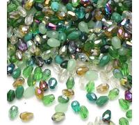 100Pcs/Lot 4x6mm AB Mixed Color Tear Drop Faceted Crystal Glass Beads Pear Shape Loose Crafts for Jewelry Making DIY Needdlework-Green