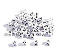 100pcs / lot 6 * 6mm Cube Acrylic Letter Spacer Beads Single Alphabet A-Z White Square Bracelet DIY Jewelry Making Beads Accessories