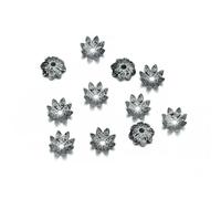 100pcs/Lot 8 10 mm Lotus Flower Metal Loose Spacer Bead Caps Cone End Beads Cap Filigree for DIY Jewelry Finding Making-GunBlack-8mm