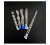 100Pcs/Lot Clear Plastic Test Tube Round Bottom With Colour Cap Office Lab Experiment Supplies(13x78mm blue cap)