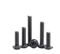 100pcs/lot PWM Black Pan Head Screws with Washer M1.4 M2 M2.5 M3 M 3.5 M4 M5 M6 Fixed Motherboard Screws With Pad DIN967(10mm x100pcs)