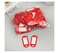 100pcs/lot Tough Plastic Key Tags with Split Ring Label Window for DIY Chain Kit Numbered Name Baggage Luggage(Red)