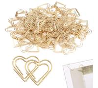 100PCS Love Shape Gold Binder Paperclips Mini Bookmark, 0.98 Inch Metal Heart Paper Clips/Mini Heart Paperclip for Document Note Sorting, Heart Shaped Paper Clips for Wedding, Crafts