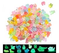 100PCS Luminous Mini Resin Animals, Glow in The Dark Tiny Animal Figures, Mixed Mini Resin Animals, Small Miniature Resin Animals, Miniverse Mini Figures Animals for Dollhouse Aquarium Decor
