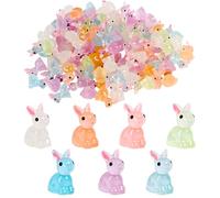 100pcs Luminous Mini Resin Animals Glow in the Dark Tiny Toy Resin Rabbit for Garden Dollhouse Aquarium Landscape Decoration (100pcs-rabbit)