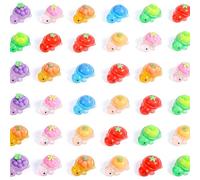 100Pcs Luminous Mini Resin Turtles, Small Bulk Mini Turtle Figurines, Fruits Tiny Turtle Suitable for Decoration of Gardens, Parties, Miniature Landscapes (7-Style Mix)