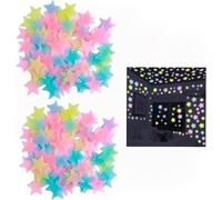100Pcs Luminous Stars, Colorful Glow in The Dark Luminous Stars Fluorescent Noctilucent Plastic Wall Stickers Murals Decals for Home Art Decor Bedroom Room Decorations, Multicolor