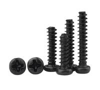 100Pcs M1.2 M1.4 M1.7 M2.2 M2.3 M2.6 M3.5 M5 M1.6 M2.5 M4 M1 M2 M3 M1.5 Cross Recessed Pan Head Self-tapping Screw Black Carbon Steel(12mm x100pcs,M2.6)