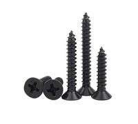 100Pcs M1 M1.2 M1.4 M1.5 M2 M2.6 M3 M3.5 M4 M5 Cross Countersunk Flat Head Self-tapping Screw Black Carbon Steel(7mm x100pcs,M3)