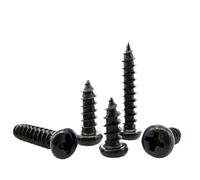 100pcs M1 M1.2 M1.4 M1.7 M2 Black Steel Mini Micro Cross Round Pan Head Self Tapping Wood Screw(12mm,100pcs M1.7)
