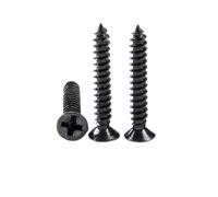 100pcs M1 M1.2 M1.4 M1.7 M2 M2.6 M3 M3.5 Black Steel Mini Flat Countersunk Cross Round Pan Head Self-tapping Wood Screw(Countersunk head,4MM_M1.2)