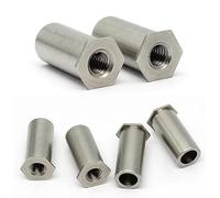 100pcs M2 .5 304 Stainless Steel Through Hole Rivet Nut Column Hexagonal Pressure Riveting(M 2 X 5)