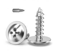 100Pcs M3 x 12mm Wood Screws, 304 Stainless Steel Self Tapping Screws | Wide Wafer Head Phillips Screws with Full Thread, Sharp Point & Driver Bit for Furniture, Cabinets, MDF, Plywood & DIY