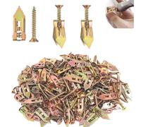100Pcs M4 x 30mm Drywall Anchors and Screws Set, Carbon Steel Expanding Ribbed Cavity Wall Plugs, Corrosion Resistant Hollow Wall Fasteners for Gypsum Board Plasterboard Mounting