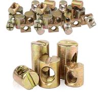 100Pcs M6 Furniture Barrel Nuts, 11mm/12mm/13mm/15mm/20mm Metal Single Slotted Dowel Bolts Fasteners for Cot Bed Desk Table Furniture Fixing Accessories DIY Tool