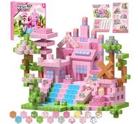 100PCS Magnetic Building Blocks, Princess Garden Theme Castle Building Set, STEM Construction Cubes Forest River Set, Montessori Sensory Stacking Cubes Toy for Kids Ages 3+ Party Birthday Gift (Pink)
