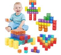 100PCS Magnetic Building Blocks Toddler Toy, Transparent Magnetic Cubes STEM Sensory Toys, Large Magnet Blocks for Kids, Preschool Learning Activities Birthday for 3 4 5 6 7 Year Old Boys Girls