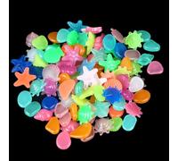 100Pcs Marine Luminous Stones Colorful Glow Stones Simulating Shell Starfish Fish Tank Decorations Pebbles Fairy Garden Yard Ornaments