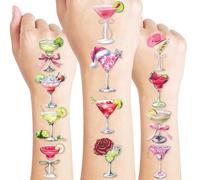 100PCS Martini Temporary Tattoos - A Tini Bit Older Birthday Party Decorations Supplies Favors, Bow Cocktails Tini Bar Stickers for Women Girls Adults Bachelorette Bridal Shower Decor (Green Pink)
