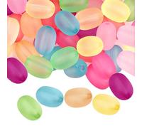 100PCS Matte Aurora Crystal Glass Beads 8mm Colorful Glitter Oval Frosted Crystal Glass Beads, for Moonstone Jewelry Making Bracelet Necklace Earring Crafts DIY Women and Girls Perfet for Gifts