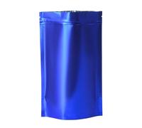 100Pcs Matte Mylar Foil Stand Up Bag Zip Lock Reclosable Reusable Tear Notch Food Snack Ground Coffee Bean Pouches Valve Zipper Pouches for Candy Cookies(Blue,18x26cm)