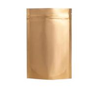 100Pcs Matte Mylar Foil Stand Up Bag Zip Lock Reclosable Reusable Tear Notch Food Snack Ground Coffee Bean Pouches Valve Zipper Pouches for Candy Cookies(Gold,15x22cm)