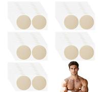 100pcs Men's Sports Nipple Covers- Invisible Self-Adhesive Round Stickers Disposable Anti-Chafing Nipple Pasties for Sports, Running, Fitness (Beige)