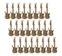 100pcs Metal Guitar Charm Brown Zinc Alloy Retro DIY Craft Accessory | Mini Pendant Model, Phone Shell Ornament for DIY Projects and Crafts, Creative Collectible Accent