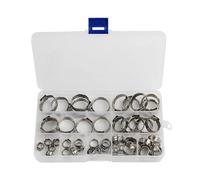 100pcs Metal Pipe Hose Clamps Pliers 5.8-23.5mm 304 Single Ear Stepless Pipe Clamp Cinch Clamp Rings Manual Tools(45pcs with plier)