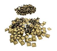 100pcs Metal Pyramid Rivet Studs for Clothes Shoes Bags Bronze 10mm | Copper and iron metal durable unique pyramid square shape screw design easy to use suitable for leather craft