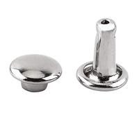 100PCS Metal Rivet,Double Cap Tubular Metal Leather Craft Repairs Decoration(Silver)