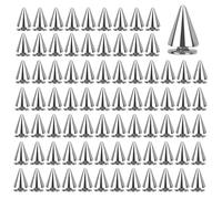 100Pcs Metal Spikes Studs Cone Spikes Rivets Punk Bullet Screwback Studs Metallic Screw Back Studs Rivet Big Tree Spikes for DIY Leather Craft Clothing Bags Punk Choker Collar Necklace, 7x10mm Siver