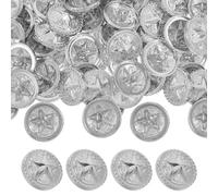 100pcs Metal Star Buttons for Blazers and Coats, Round Five-Pointed | Metal Construction, Easy Sew-on Fastening, for Garment Repair, Suits, Scrapbooking, Matching Sets