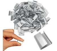 100pcs Metal Strapping Seals Banding Clips, Galvanised Anti-Slip Fasteners, Packaging Strapping Open Serrated Buckles, Snap-On Gripper Strap Clip, Sealing Tools Suitable for 16mm Wide Ties