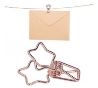 100pcs Metal Wire Hollow Out Star Clips,Cute Cartoon Hollow Strong Clamping Force Sturdy Metal Paper Clamps for Documents Certificates Tickets (Rose Gold)