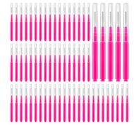 100Pcs Micro Eyebrow Brush Set with Cap Pink Micro Spoolies Lamination Portable Brow Brushes Multifunctional Brow Lamination Brush Brow Spoolie for Eyelash and Eyebrow Extensions Tool
