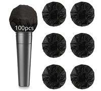 100PCS Microphone Cover Disposable Non-Woven Microphone Windscreen Protective Cap Karaoke Mic Cover for KTV Home Karaoke Bar News Interview (Black)