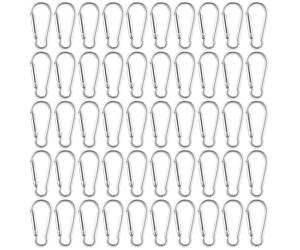 100pcs Mini Aluminum Bulk Carabiner Spring Clip Hook Keychain Buckle Pack Carabeaner for Camping Hiking Rv Fishing Bottle Backpack Traveling, Silver