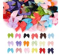 100pcs Mini Bows for Craft, 20 Colors Small Tiny Premade Satin Ribbon Bows Cute Colorful Little Bowknot DIY Accessories for Sewing Gift-Wrapping Wedding Birthday Christmas Party Decorations
