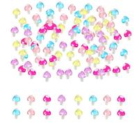 100PCS Mini Colourful Mushroom Ornaments Nail Charms Cute Tiny Resin Mushroom Model Figurine Miniature Dollhouse Decor Accessories Garden Aquarium Potted Ornament Party Toys DIY Nails Shell Decor