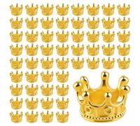 100Pcs Mini Crown Charms for Jewelry Making - Fade-Resistant Gold Alloy Large Hole Spacer Beads for DIY Necklaces Bracelets Beading, Royal Princess Theme Tiara Crafting Supplies Kit, 100 Pieces Set