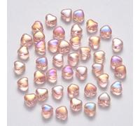 100pcs Mini Crystal Glass Heart Beads 6mm Small Clear Transparent Love Heart Loose Spacer Beads for Jewelry Making DIY Bracelet Necklace Earring Beading Craft Supplies Valentine's Day, PeachPuff