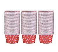 100PCS Mini Cupcake Liners Paper Round Cake Baking Cups Muffin Cases Home Party Wedding Elegant Food Grade Coated Paper Red Dot Yellow Dot Purple Dot Coffee Dot Optional 58mm (Red Wave Point)