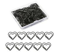 100pcs Mini Cute Love Heart Paper Clips - Stainless Steel Metal Small Bookmarks for Sorting, Organizing, Crafts, Papers, Kids, Office, School, Home Use (Black)