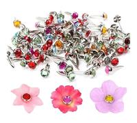 100pcs Mini Decorative Round Rhinestone Head Split Pins Metal Brads Paper Fasteners for Scrapbooking Paper Craft Office Stationery
