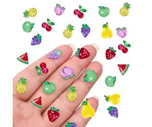 100PCS Mini Fruit Decor for Dollhouse Resin Tiny Fruits for Crafts Micro Miniature Fruit for Fairy Garden Dollhouse Micro Landscaping Decoration (Fruits)